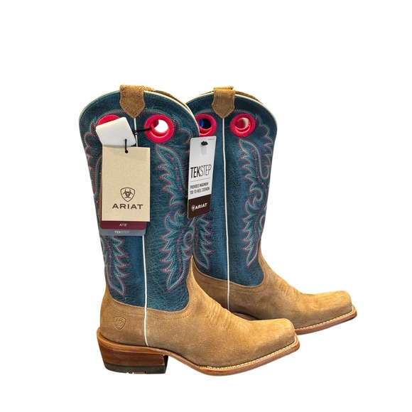 Ariat Shoes - Ariat Futurity Boon Western Boots Buckskin Roughout Blue Women's 7B Cowgirl